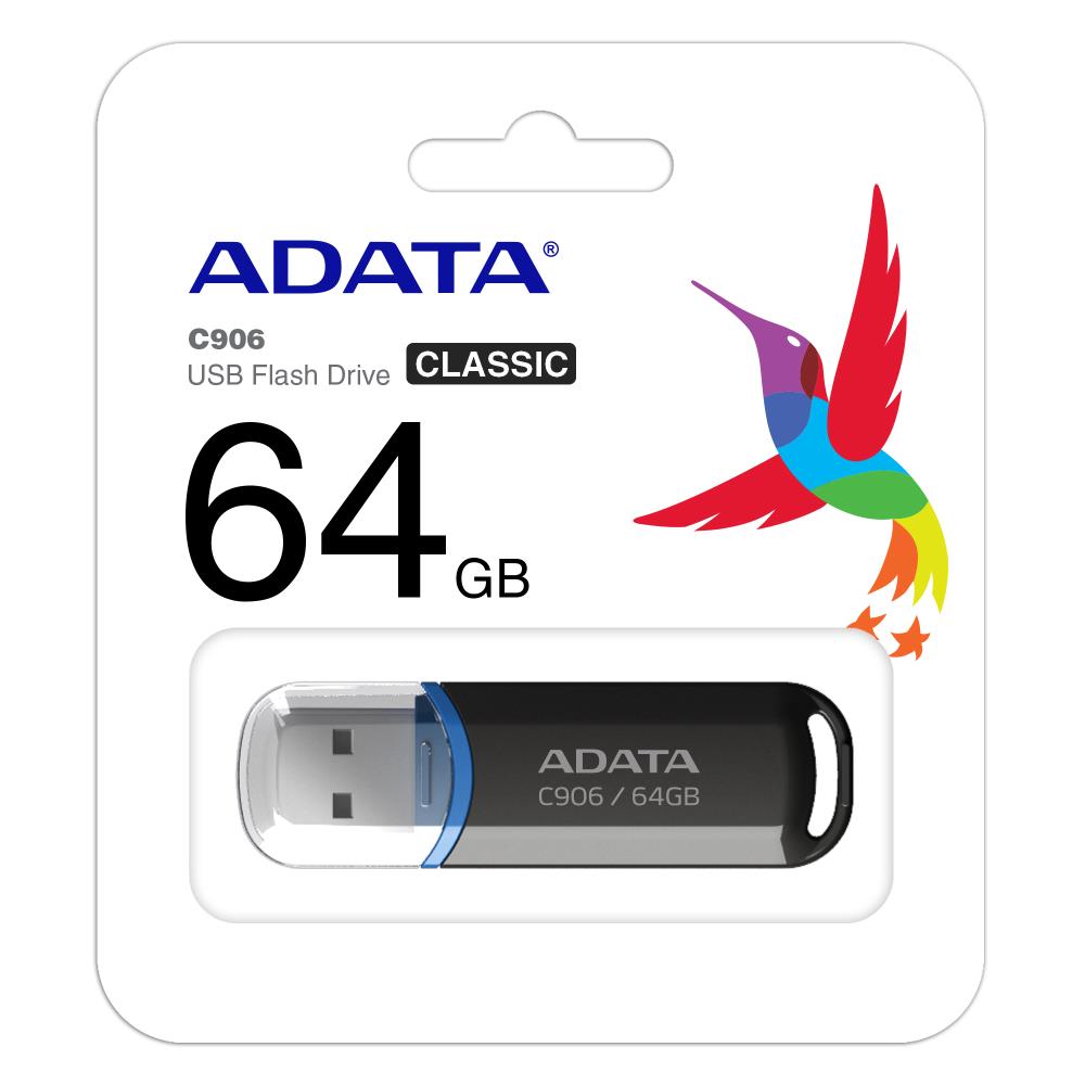 MEMORY DRIVE FLASH USB2 64GB/BLACK AC906-64G-RBK A-DATA – DataGroove OÜ
